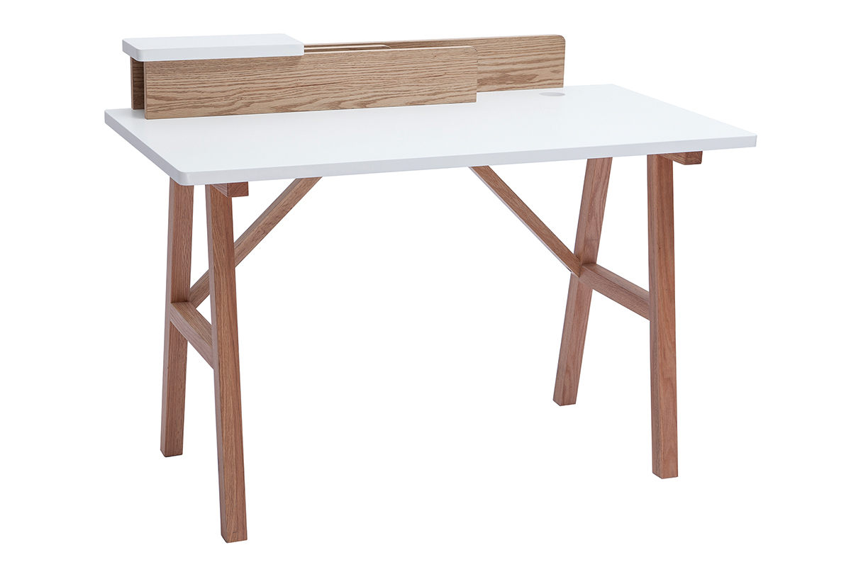 Skandinavischer Schreibtisch Wei und Holz B 120 cm TOGARY