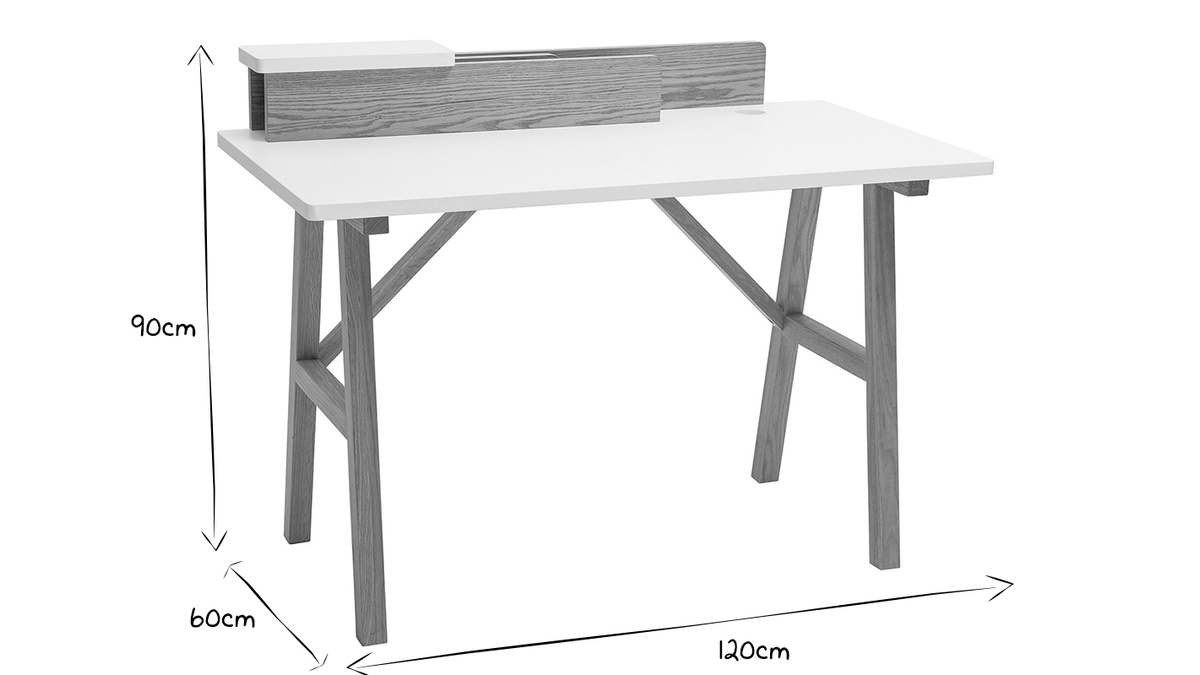 Skandinavischer Schreibtisch Wei und Holz B 120 cm TOGARY