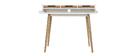 Skandinavischer Schreibtisch weißes Holz mit Aufbewahrungsmöglichkeiten OPUS