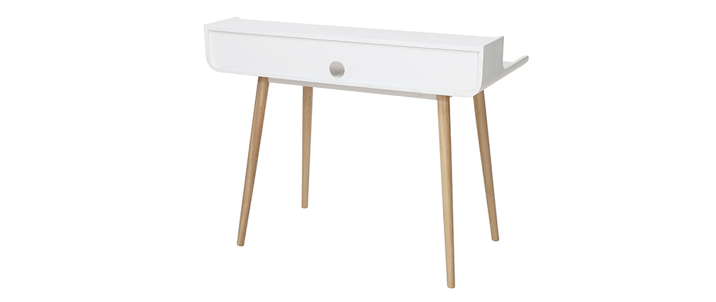 Skandinavischer Schreibtisch weißes Holz mit Aufbewahrungsmöglichkeiten OPUS