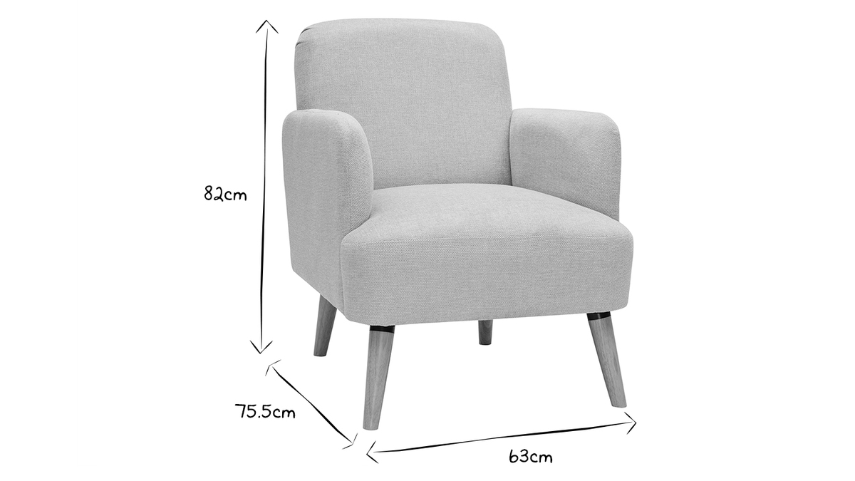 Skandinavischer Sessel aus beigem Stoff mit Samteffekt und Holz ISKO