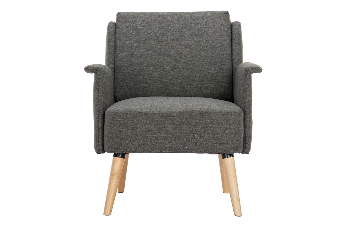 Skandinavischer Sessel dunkelgrau und Holz AEOLA