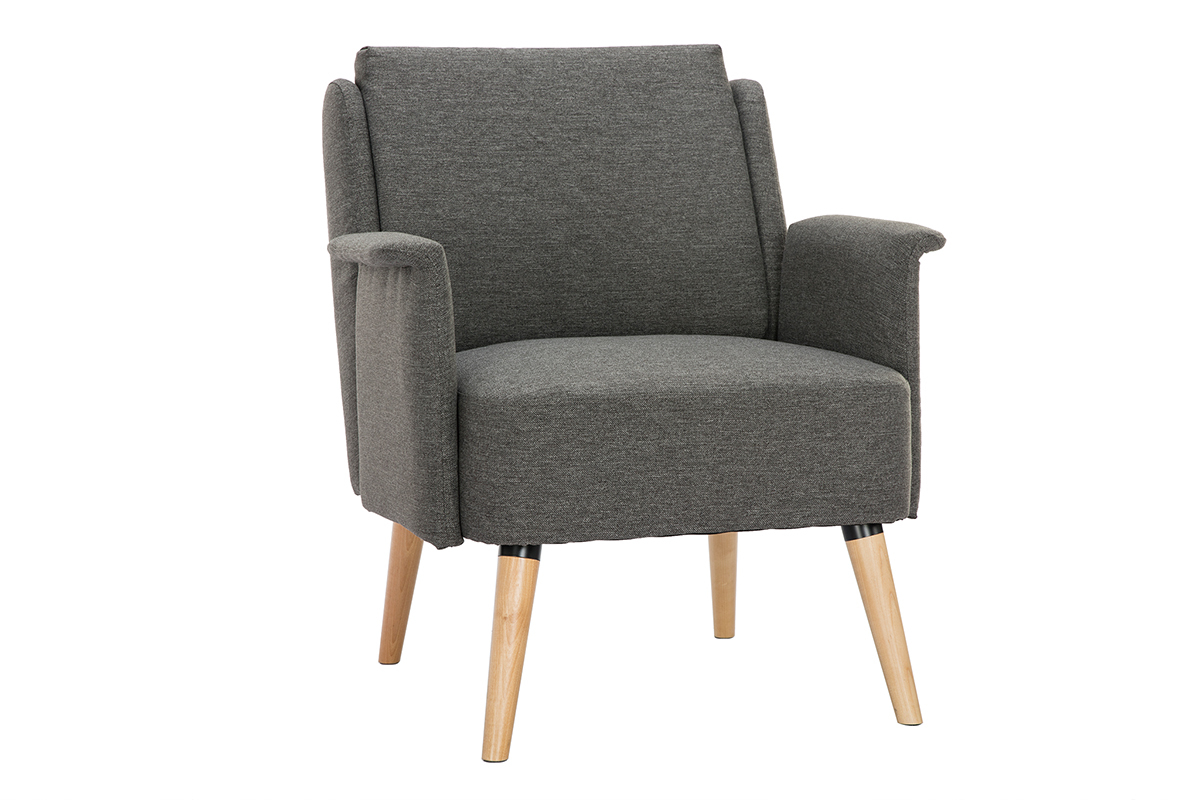 Skandinavischer Sessel dunkelgrau und Holz AEOLA