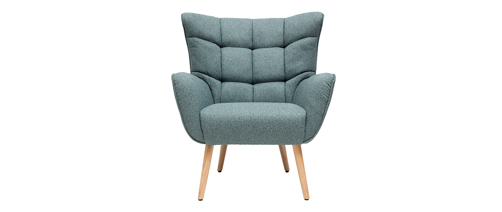 Skandinavischer Sessel in grünem Stoff und Holz AVERY