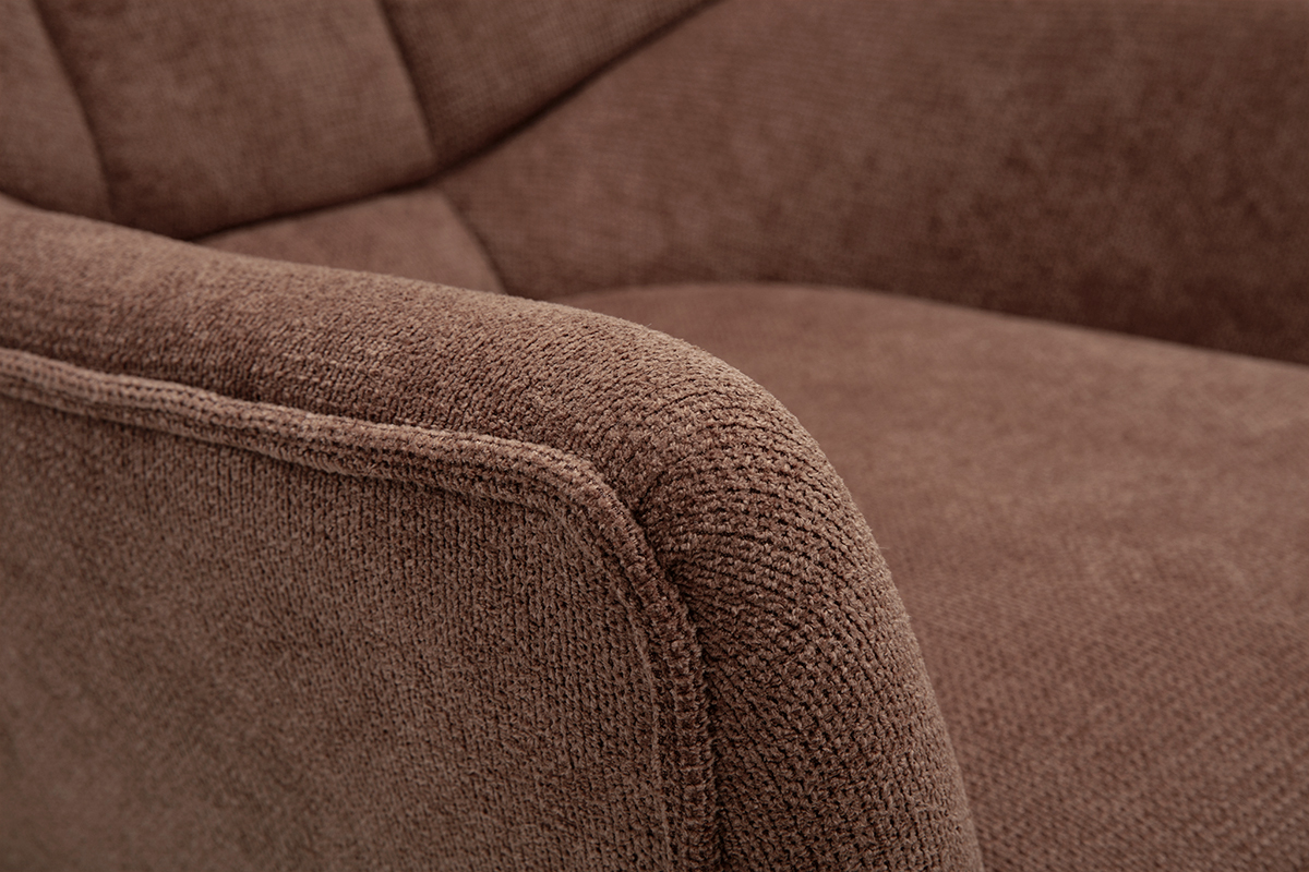 Skandinavischer Sessel in texturiertem Samt-Effekt-Gewebe gebrannte Erde und helles Holz BRODY