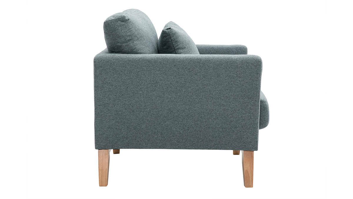 Skandinavischer Sessel mit abnehmbarem Bezug aus graugrnem Stoff und hellem Holz OSLO