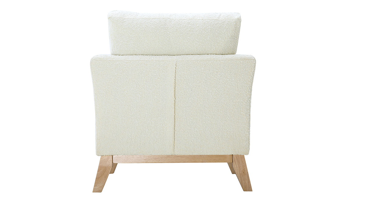 Skandinavischer Sessel mit abnehmbarem Bezug in Weiß mit Bouclé-Wolleffekt OSLO
