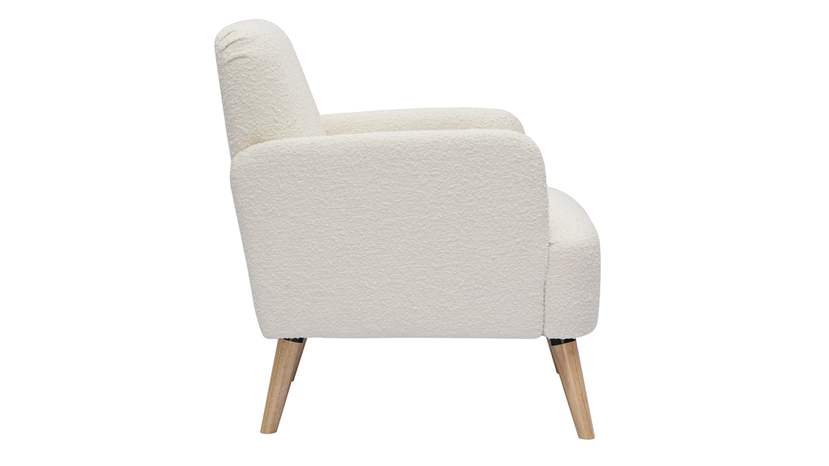 Skandinavischer Sessel mit Woll-Effekt und Holz ISKO