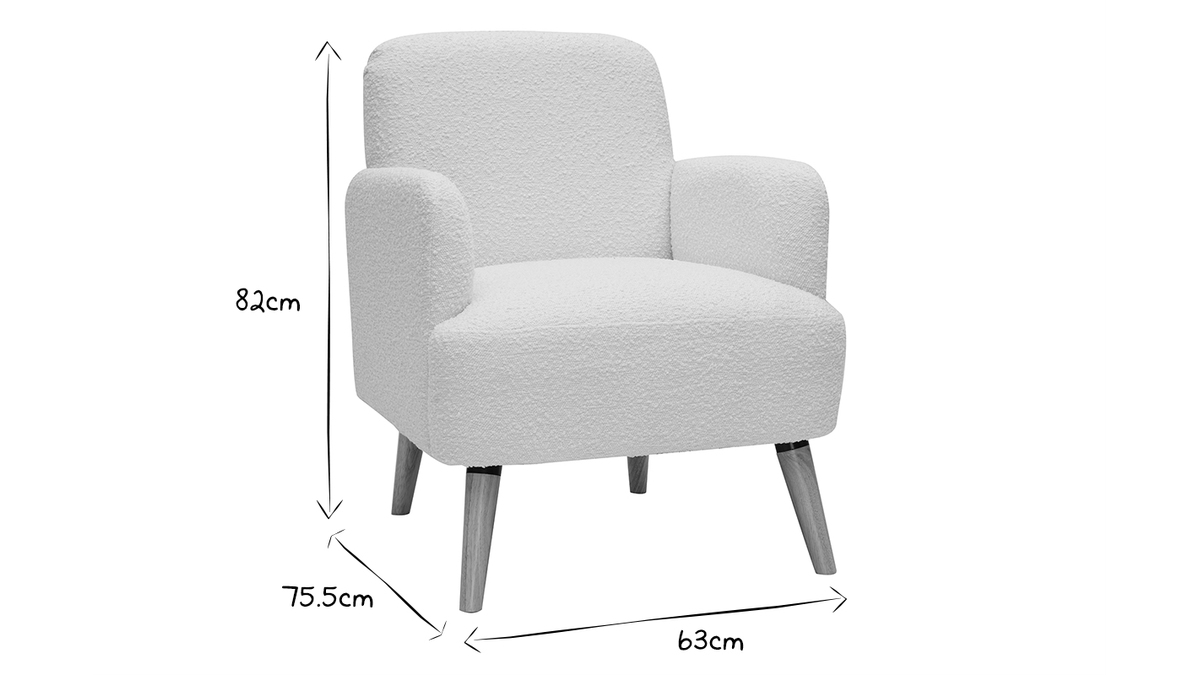 Skandinavischer Sessel mit Woll-Effekt und Holz ISKO