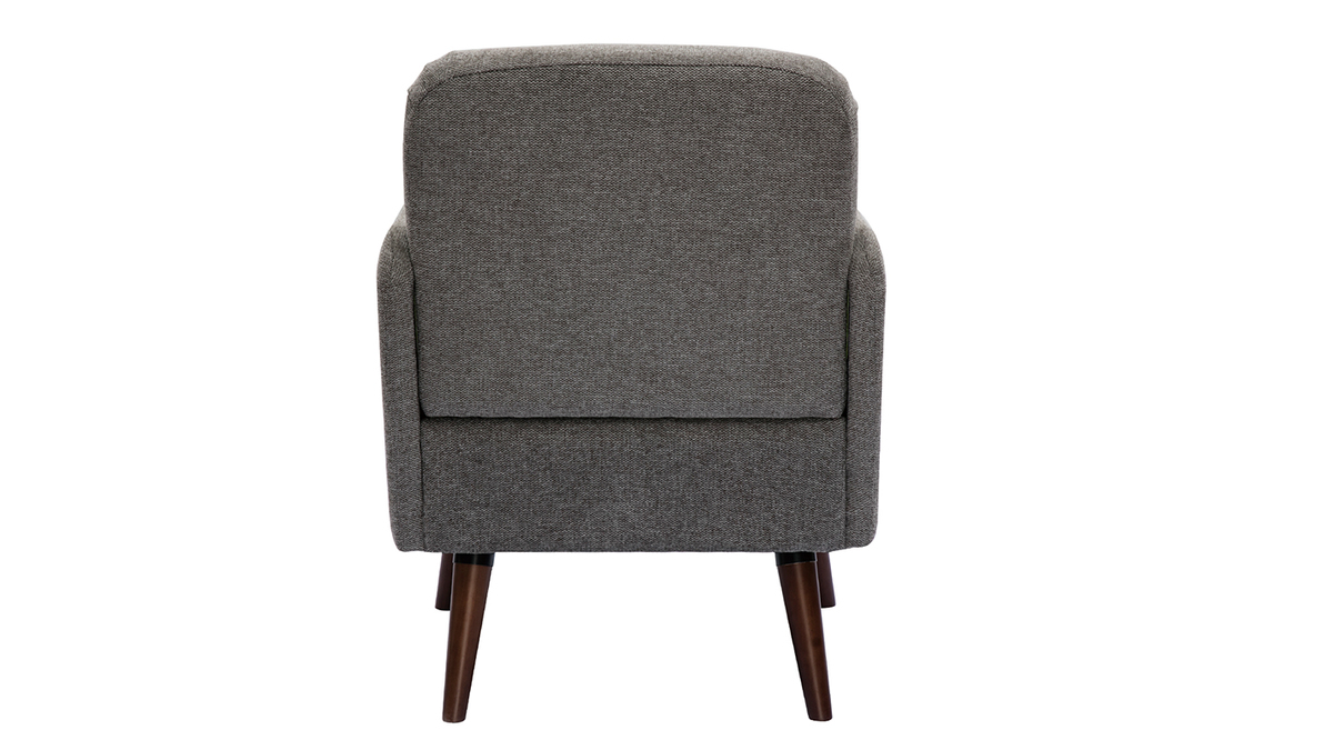 Skandinavischer Sessel Stoff mit Samteffekt in Grau mit dunklen Holzfen ISKO