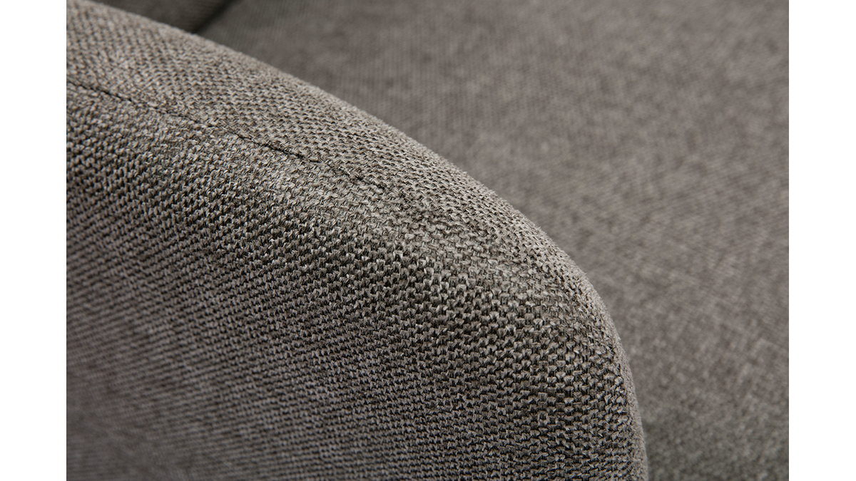 Skandinavischer Sessel Stoff mit Samteffekt in Grau mit dunklen Holzfen ISKO