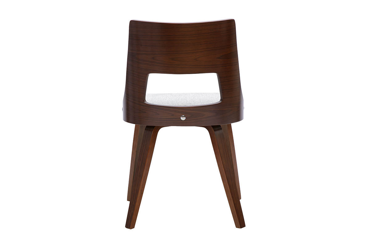 Skandinavischer Stuhl GARBO aus grauem Stoff und dunklem Holz, R�ckansicht