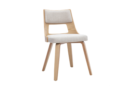 Skandinavischer Stuhl aus Stoff mit strukturiertem Samteffekt, beige und helles Holz GARBO