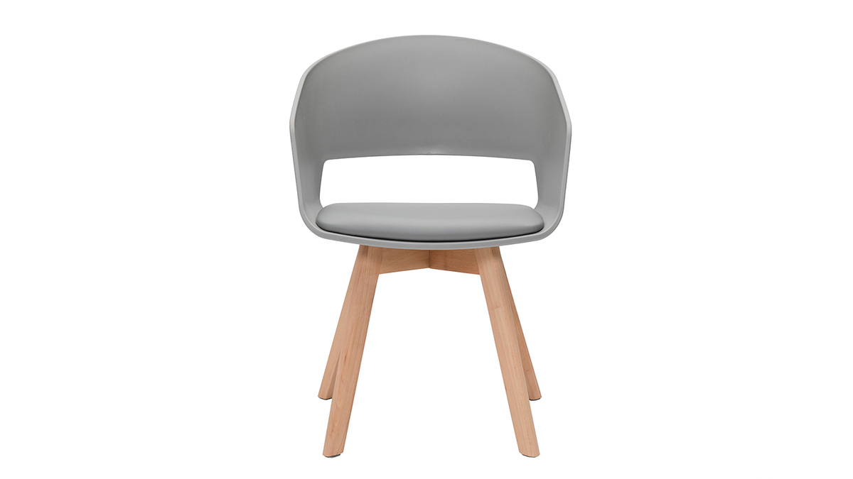 Skandinavischer Stuhl in Grau und hellem Holz PRISMA