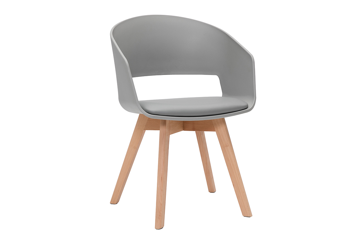 Skandinavischer Stuhl in Grau und hellem Holz PRISMA