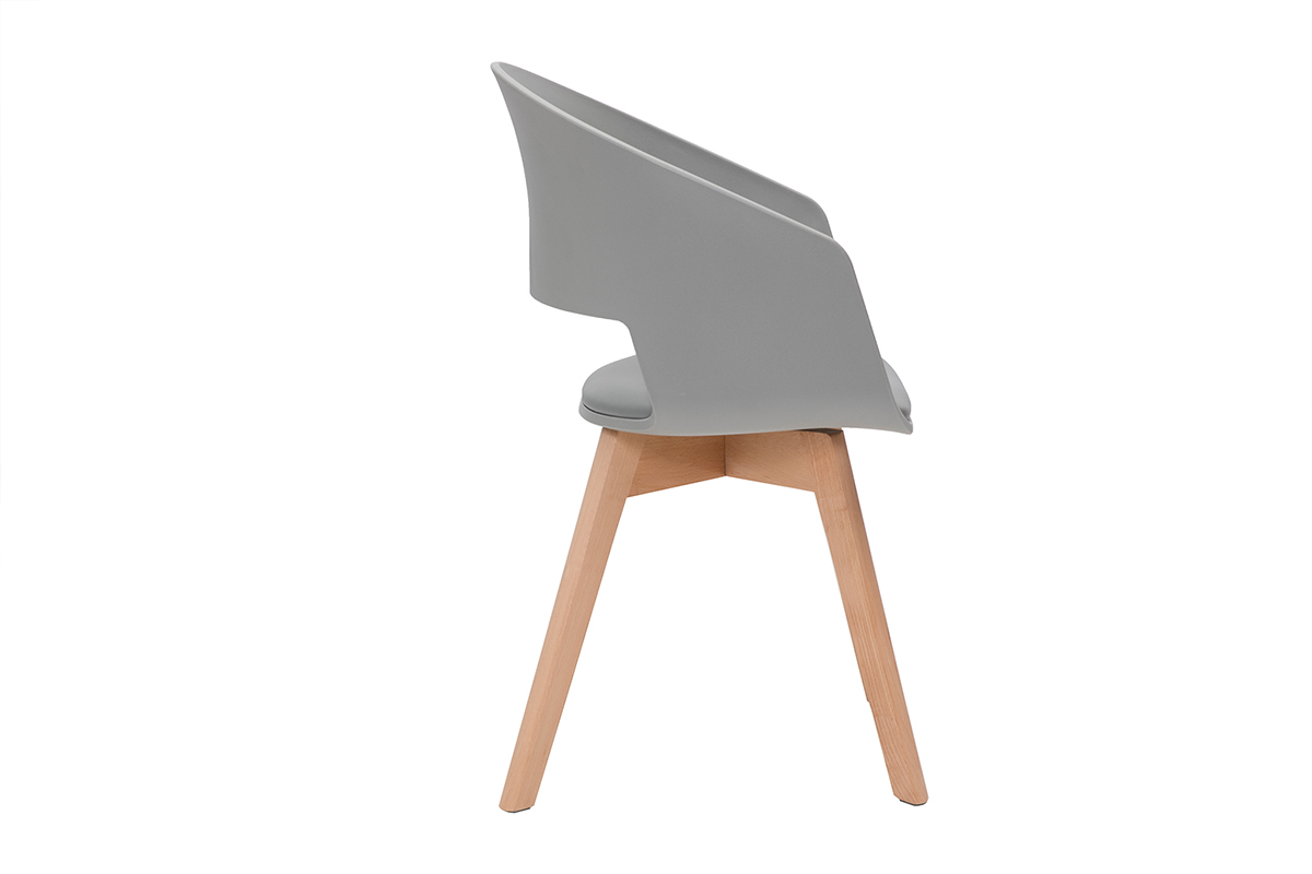 Skandinavischer Stuhl in Grau und hellem Holz PRISMA