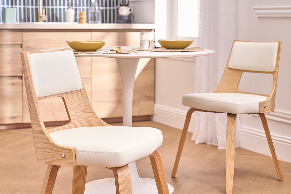Skandinavischer Stuhl in Wei� und hellem Holz GARBO