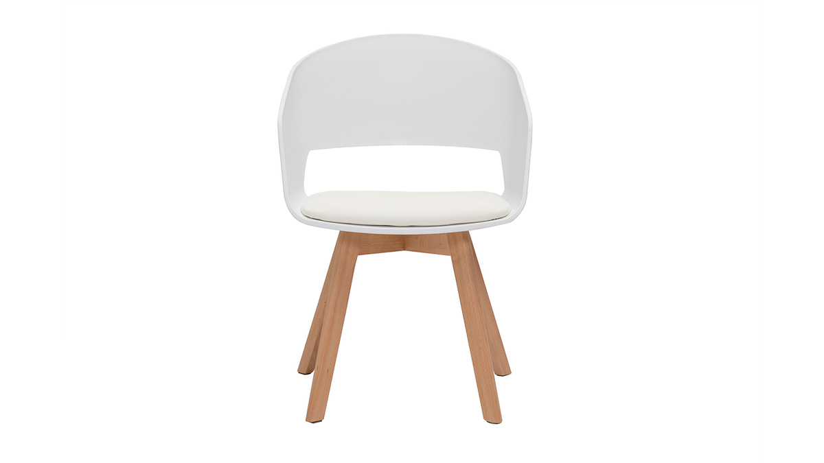 Skandinavischer Stuhl in Wei und hellem Holz PRISMA