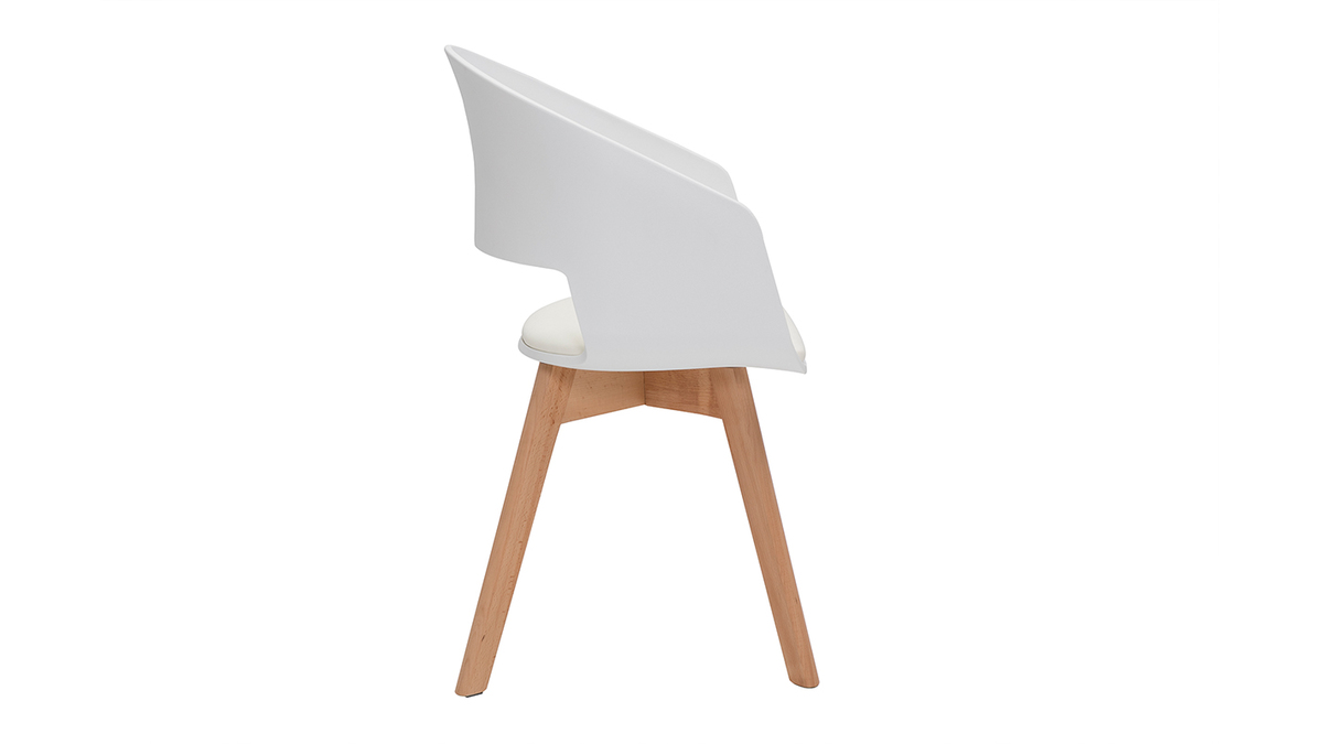 Skandinavischer Stuhl in Wei und hellem Holz PRISMA