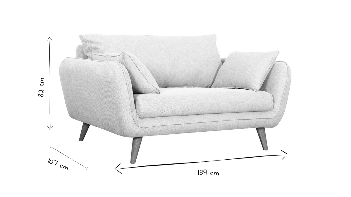 Skandinavisches 2-Sitzer-Sofa anthrazitgrau mit Füßen aus massivem Buchenholz CREEP