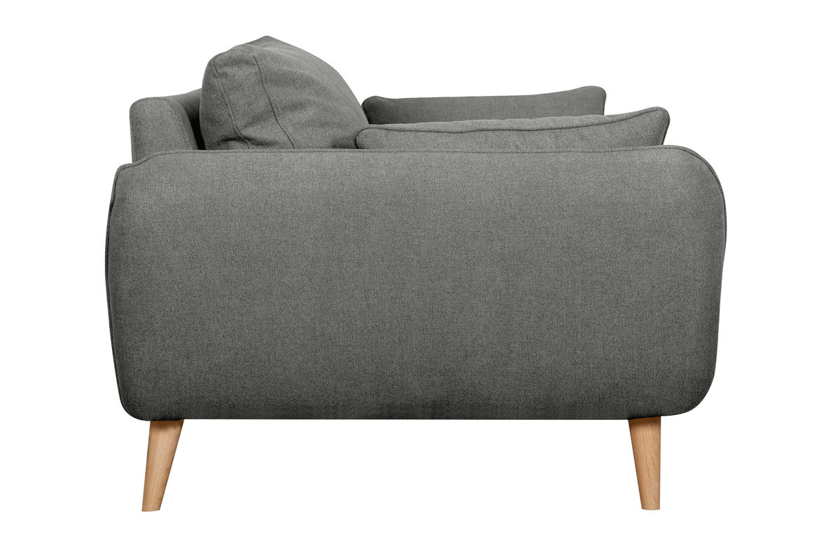 Skandinavisches 2-Sitzer-Sofa anthrazitgrau mit Fen aus massivem Buchenholz CREEP