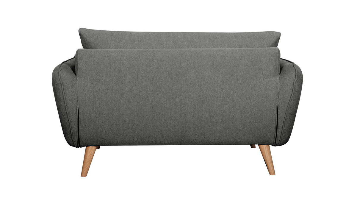 Skandinavisches 2-Sitzer-Sofa anthrazitgrau mit Füßen aus massivem Buchenholz CREEP