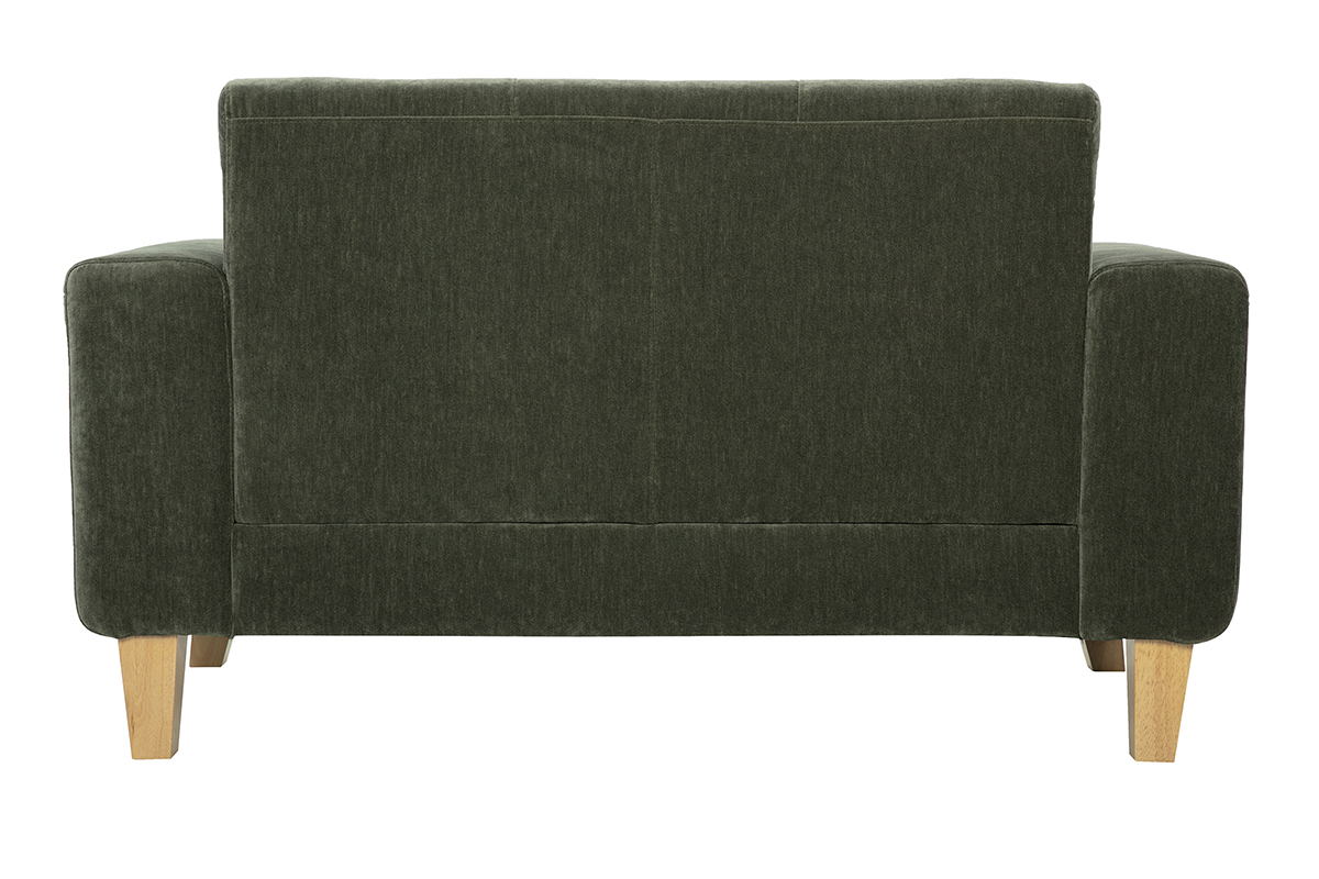 Skandinavisches 2-Sitzer-Sofa aus khakifarbenem Samteffekt und hellem Holz FJORD