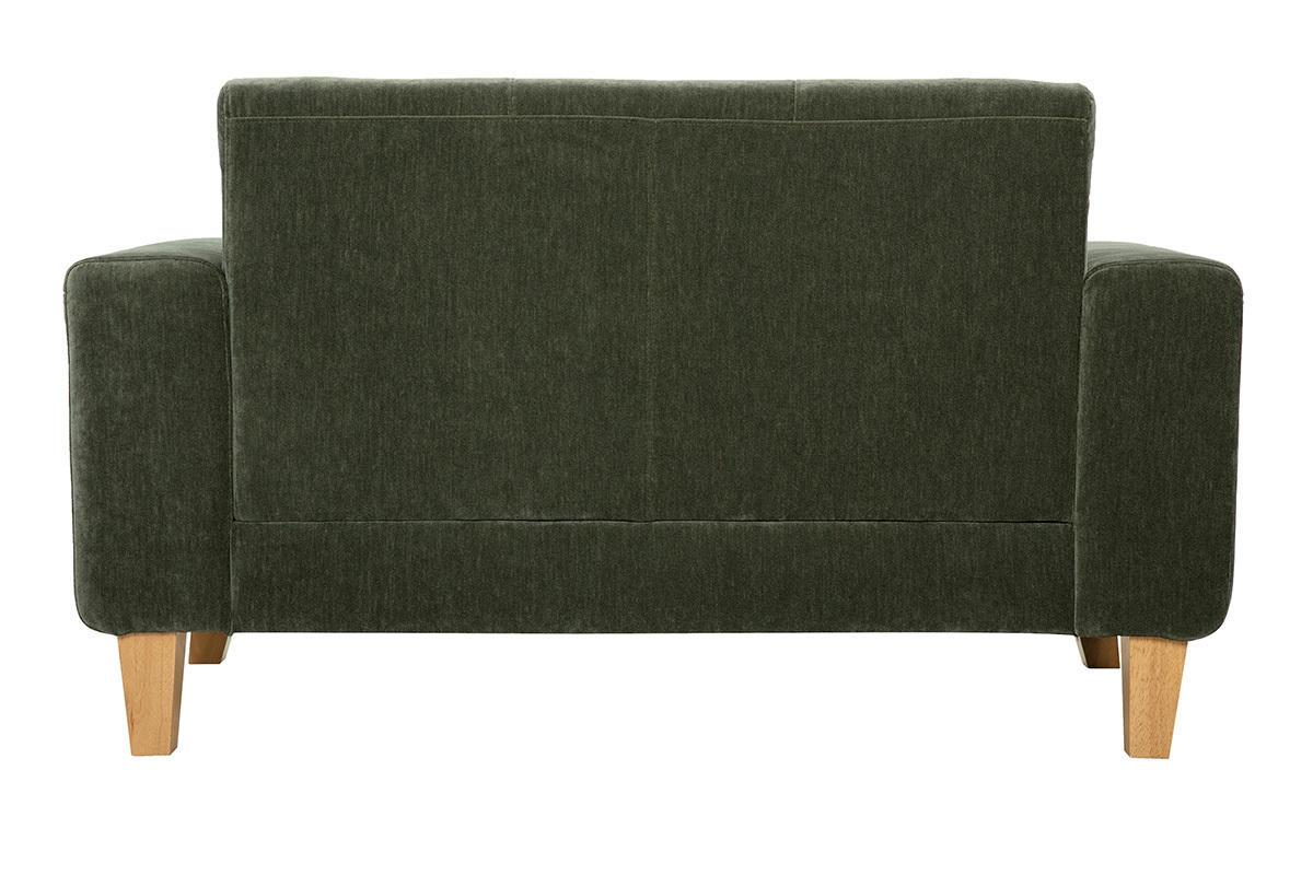 Skandinavisches 2-Sitzer-Sofa aus khakifarbenem Samteffekt und hellem Holz FJORD
