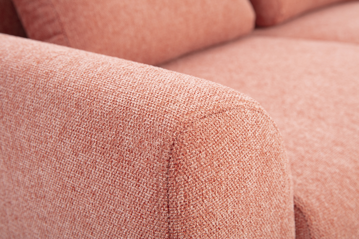 Skandinavisches 2-Sitzer-Sofa aus strukturiertem Samtstoff in Terrakotta und hellem Holz EKTOR