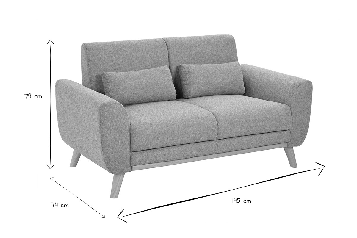 Skandinavisches 2-Sitzer-Sofa aus strukturiertem Samtstoff in Terrakotta und hellem Holz EKTOR