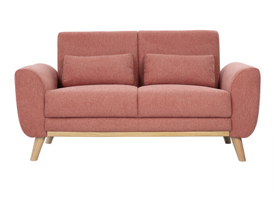 Skandinavisches 2-Sitzer-Sofa aus strukturiertem Samtstoff in Terrakotta und hellem Holz EKTOR