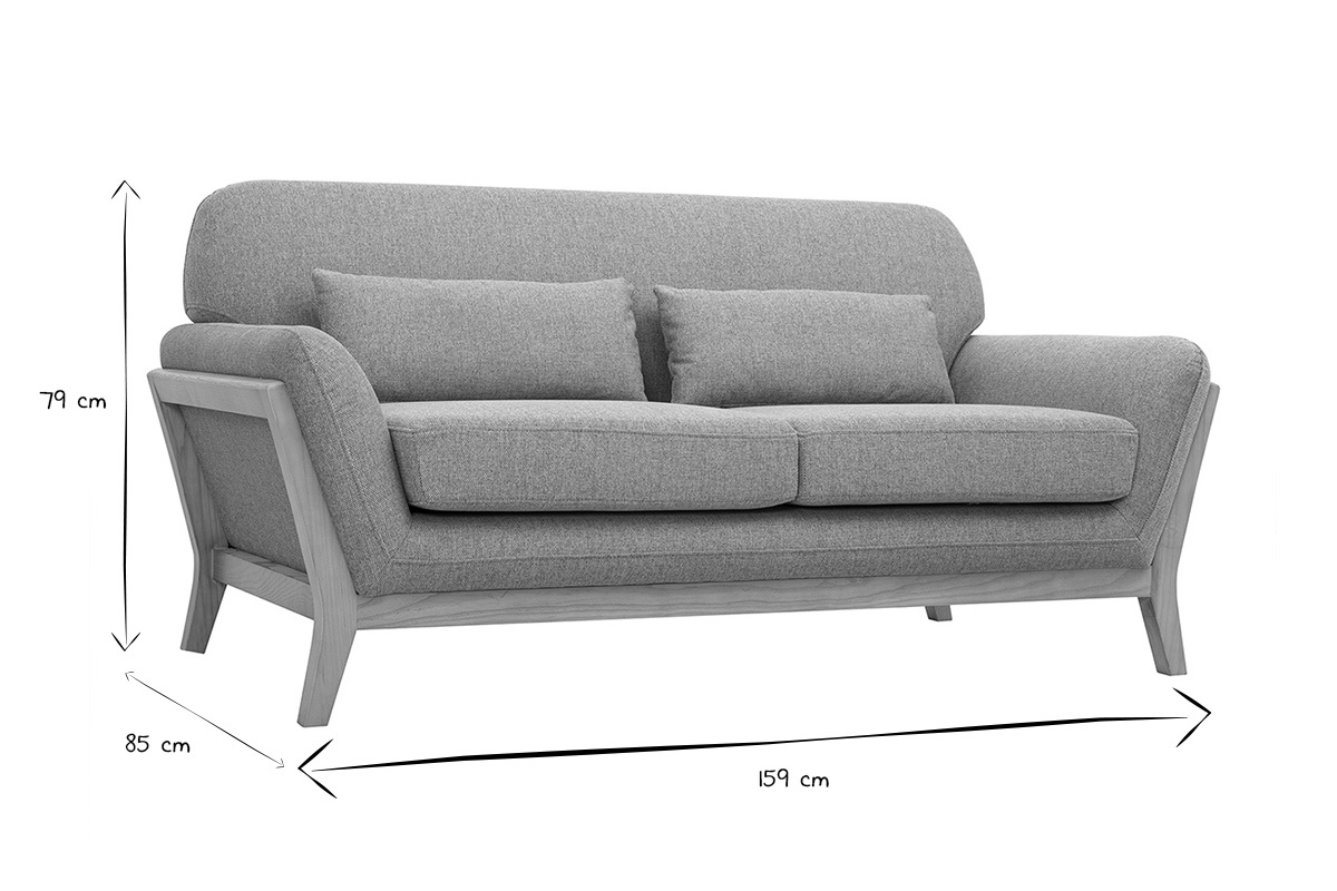 Skandinavisches 2-Sitzer-Sofa aus terrakotta-farbenem samtigem Textil und hellem Holz YOKO