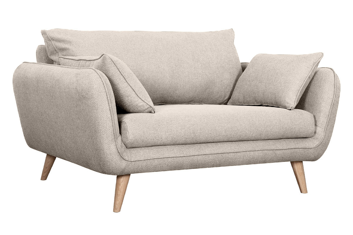 Skandinavisches 2-Sitzer-Sofa beige mit Fen aus massivem Buchenholz CREEP
