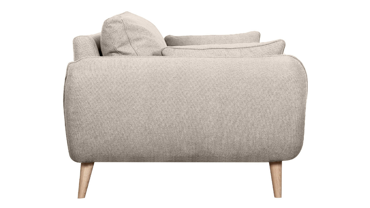 Skandinavisches 2-Sitzer-Sofa beige mit Fen aus massivem Buchenholz CREEP