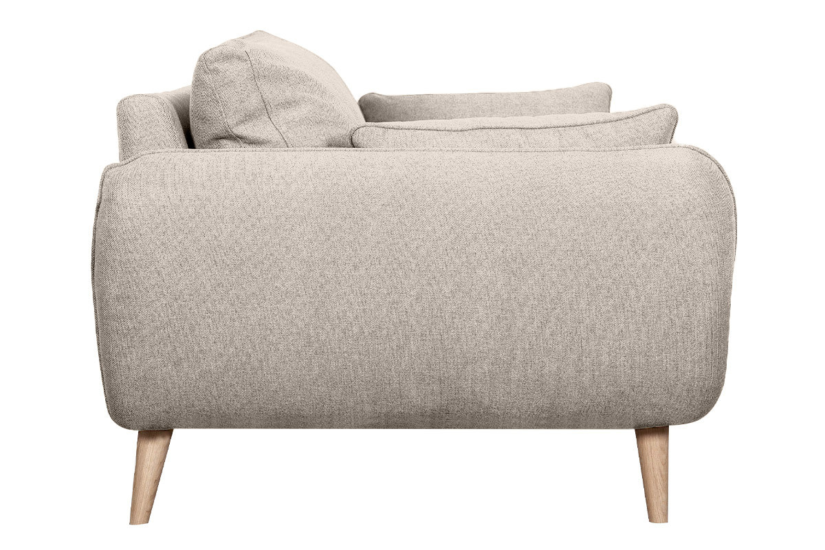 Skandinavisches 2-Sitzer-Sofa beige mit Fen aus massivem Buchenholz CREEP