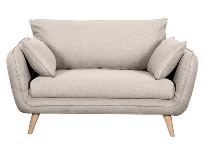 Skandinavisches 2-Sitzer-Sofa beige mit Füßen aus massivem Buchenholz CREEP