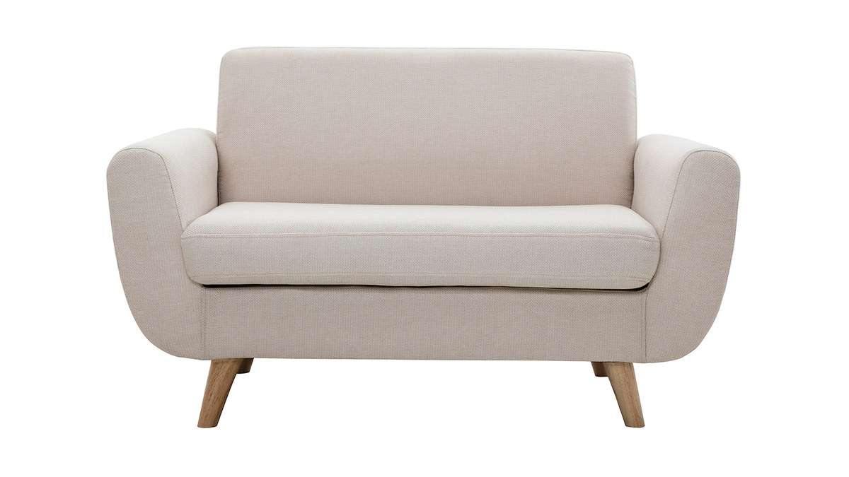 Skandinavisches 2-Sitzer-Sofa in Beige aus massivem Hevea PURE