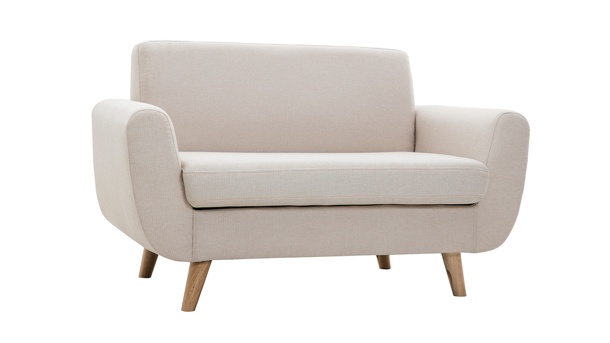 Skandinavisches 2-Sitzer-Sofa in Beige aus massivem Hevea PURE