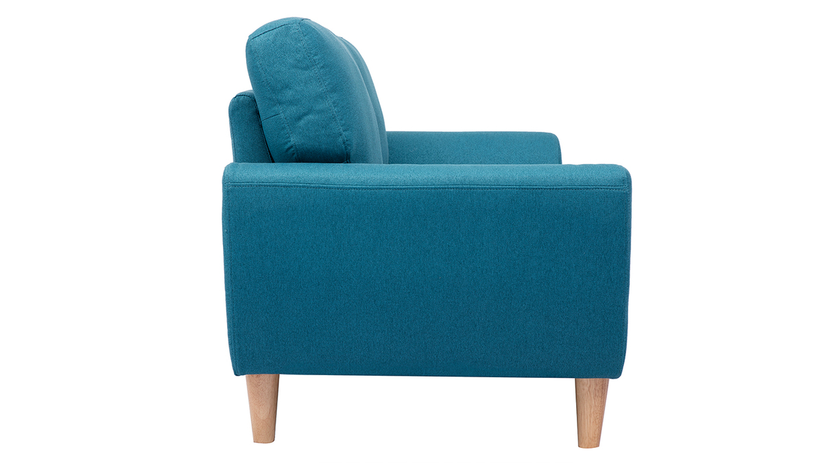 Skandinavisches 2-Sitzer-Sofa in enteblauem Stoff ALICE