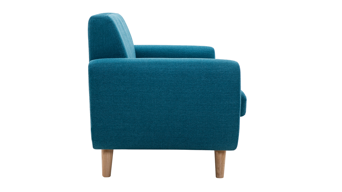 Skandinavisches 2-Sitzer-Sofa in Entenblau aus massivem Hevea PURE