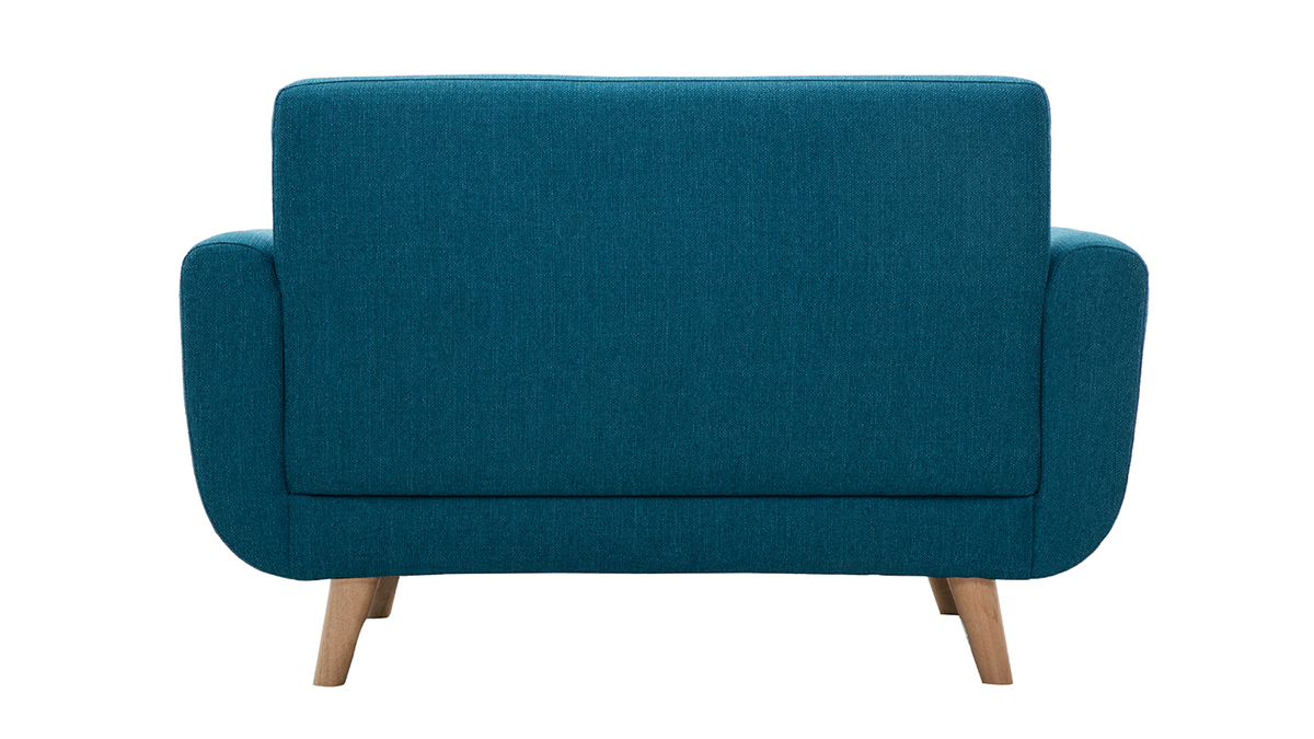 Skandinavisches 2-Sitzer-Sofa in Entenblau aus massivem Hevea PURE