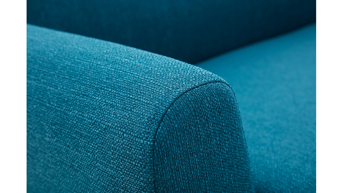 Skandinavisches 2-Sitzer-Sofa in Entenblau aus massivem Hevea PURE