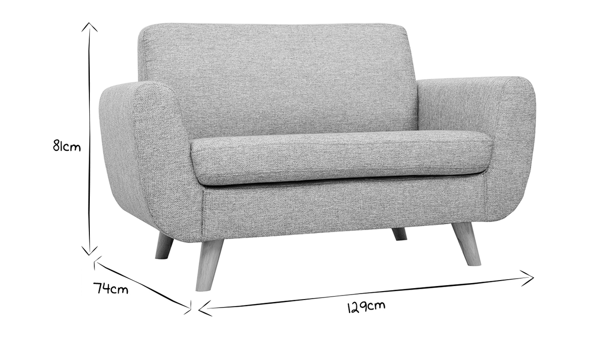 Skandinavisches 2-Sitzer-Sofa in Entenblau aus massivem Hevea PURE