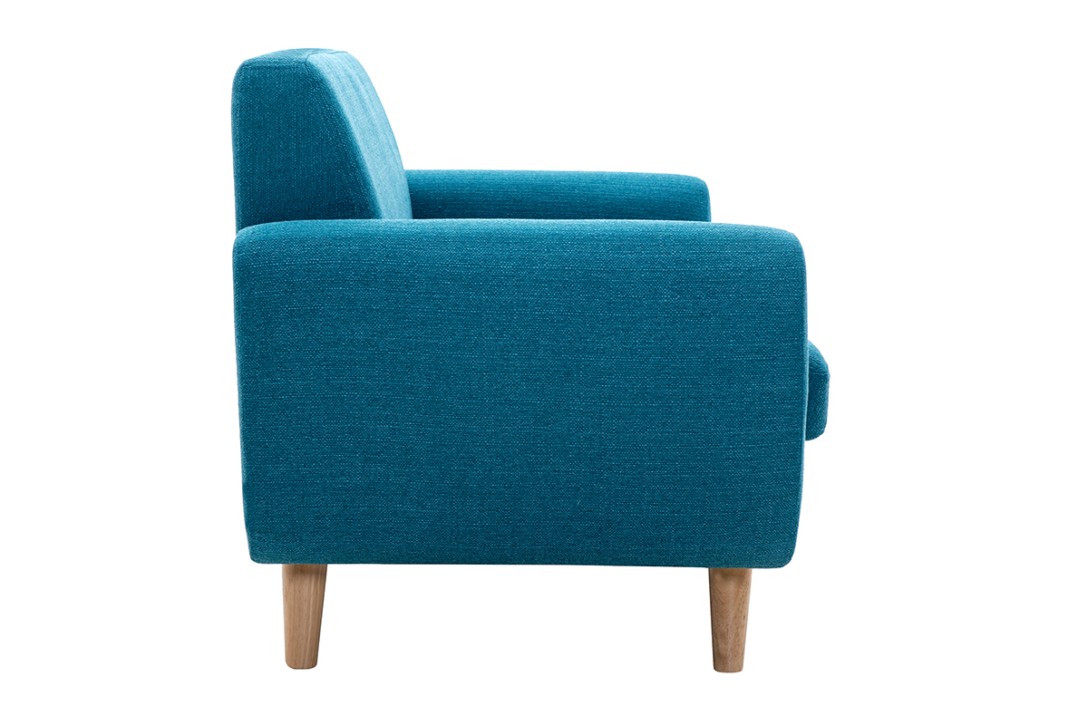Skandinavisches 2-Sitzer-Sofa in Entenblau aus massivem Hevea PURE