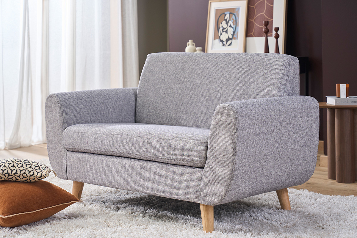 Skandinavisches 2-Sitzer-Sofa in Entenblau aus massivem Hevea PURE