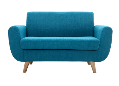 Skandinavisches 2-Sitzer-Sofa in Entenblau aus massivem Hevea PURE