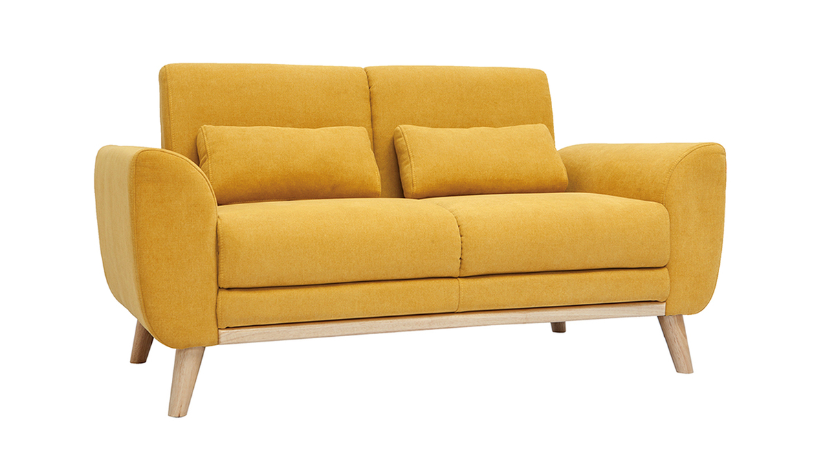 Skandinavisches 2-Sitzer-Sofa in gelb Samt EKTOR