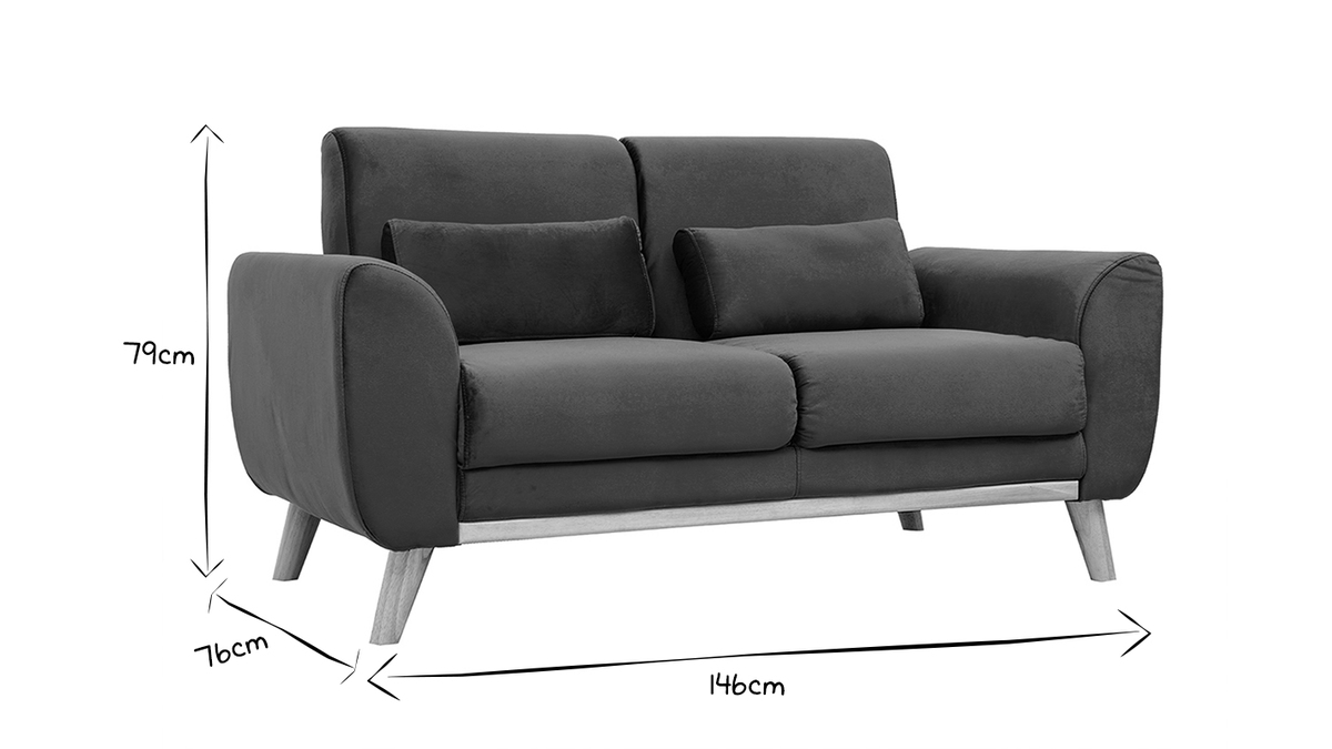 Skandinavisches 2-Sitzer-Sofa in petrol Samt EKTOR