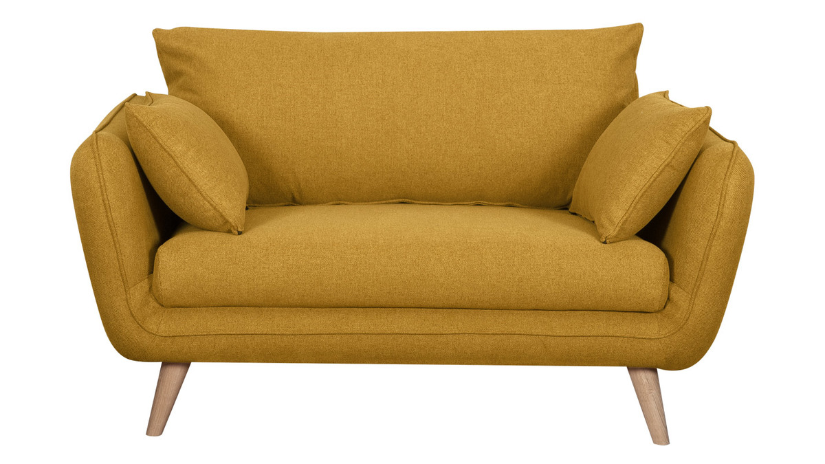 Skandinavisches 2-Sitzer-Sofa kumingelb mit Fen aus massivem Buchenholz CREEP