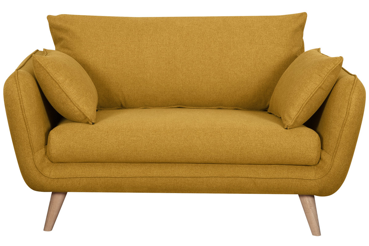 Skandinavisches 2-Sitzer-Sofa kumingelb mit Fen aus massivem Buchenholz CREEP
